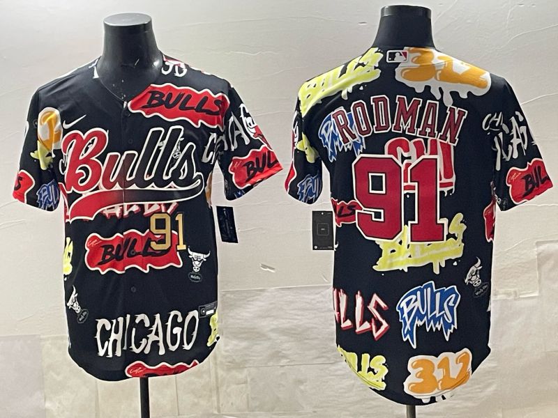 Men Chicago Bulls Nike #91 Rodman black NBA 2025 Jersey style 02